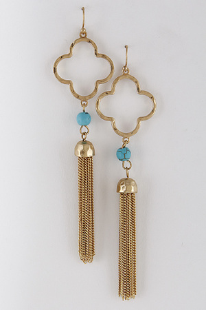 Clover Pendant and Chain Tassel Earrings 7FAE10